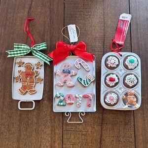 Festive Gingerbread Ornament Set with Red Accents